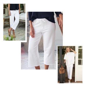 NWOT FRANK & EILEEN TEE LAB CATHERINE FAVORITE WHT SWEATPANTS WIDE LEG CROP HEMS